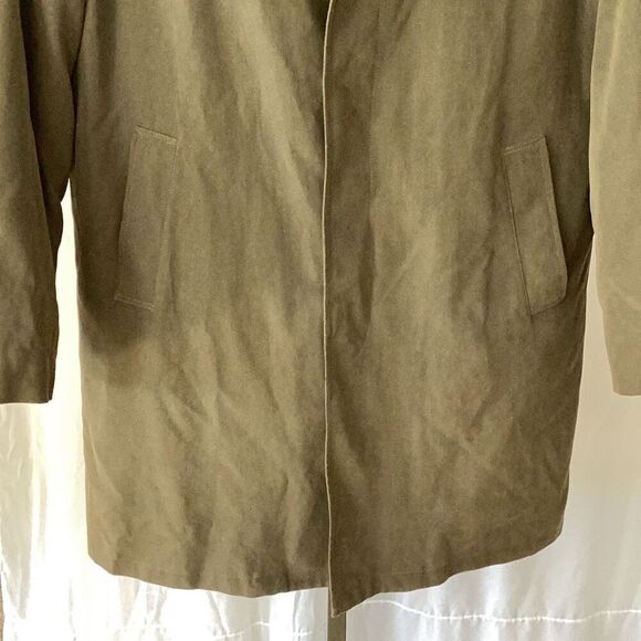London Fog Durham Raincoat Overcoat Olive Men’s 42R Jacket W/ Liner - Picture 5 of 12